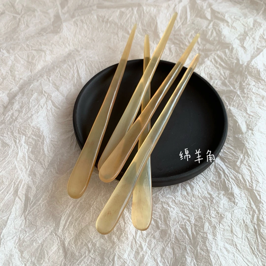 天然绵羊角簪 纯手工制作羊角发簪 简约透亮美极了！一字发钗簪子