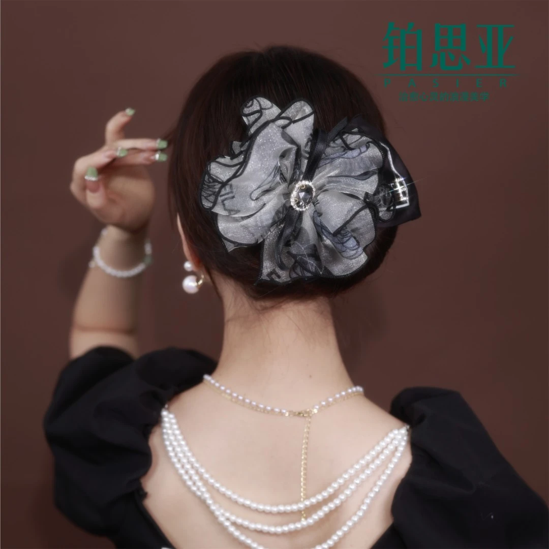 铂思亚 铜合金布艺发饰 仙气韩风自然森系盘发器复古时尚网纱百搭