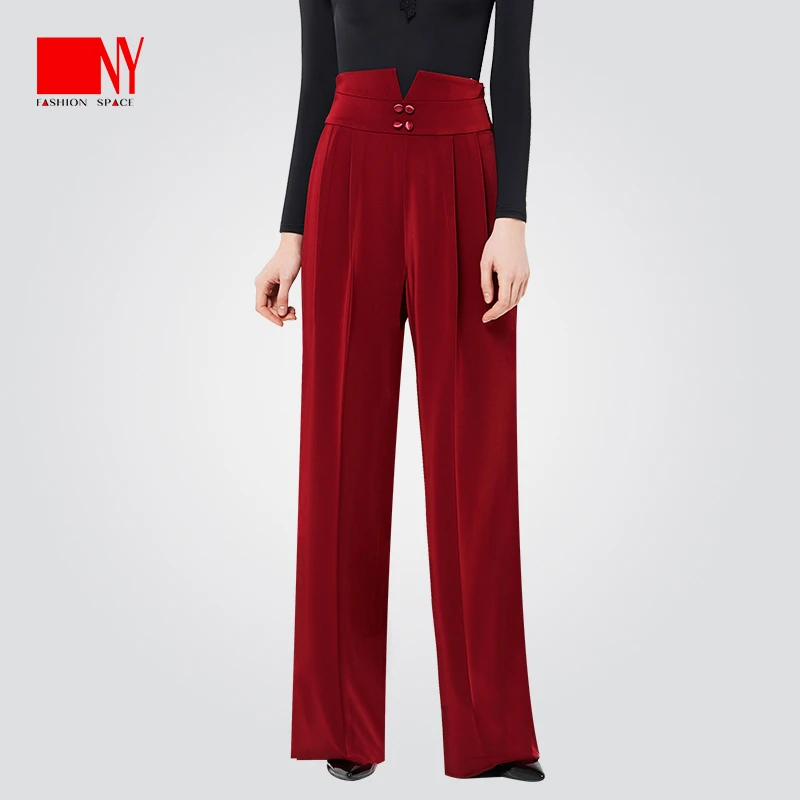 NY22202K纳艺女士高腰摩登裤国标舞裤练功服直筒裤交际舞裤拉丁裤