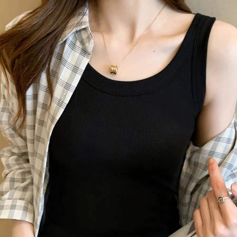 YueBeiLa/月贝拉 大码春夏新款显瘦百搭螺纹棉内搭小背心打底吊带