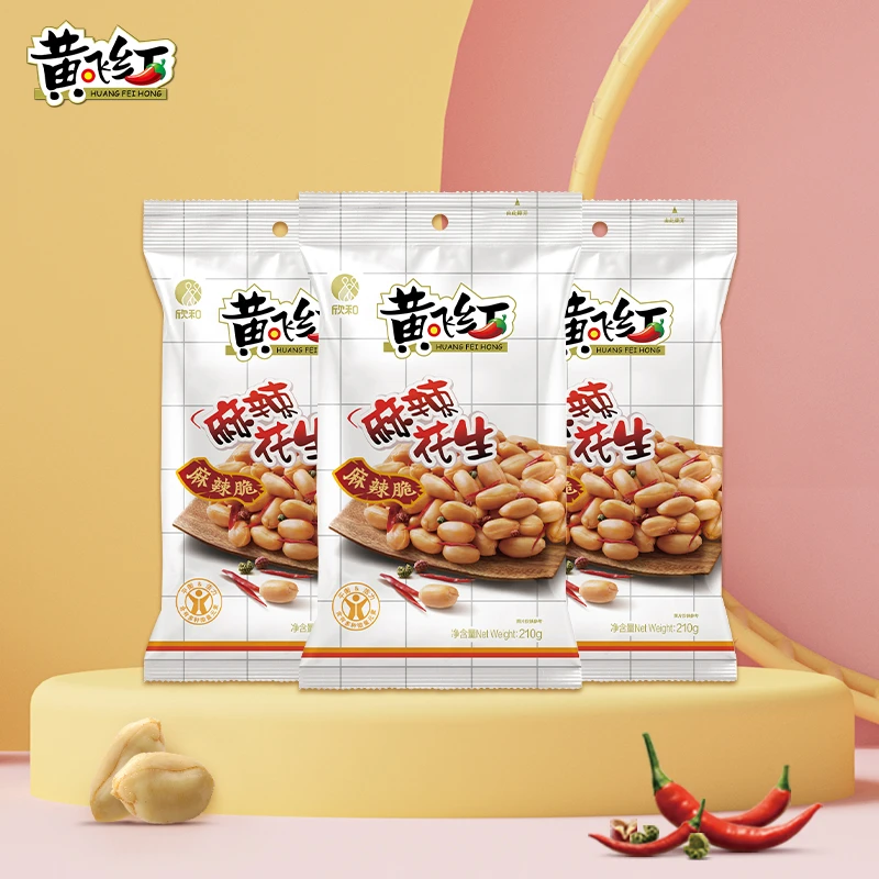 黄飞红【过瘾量贩装】网红麻辣花生210g*3包优选酥脆零食男士下酒菜