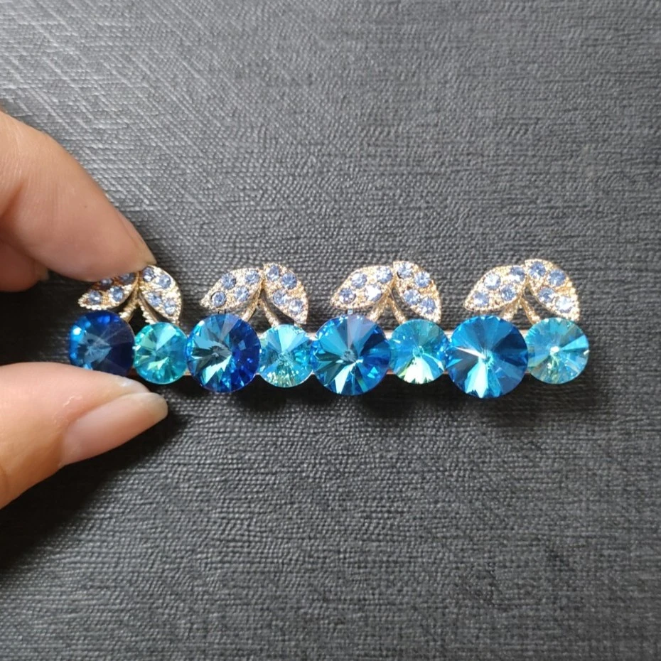 海棠鱼 锌合金发饰 FJ552蓝钻小樱桃鸭嘴夹