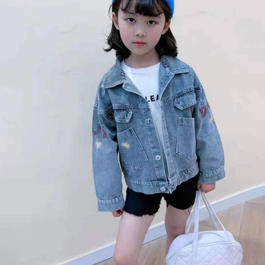 （男女童)3290新款潮童重工水洗牛仔衣