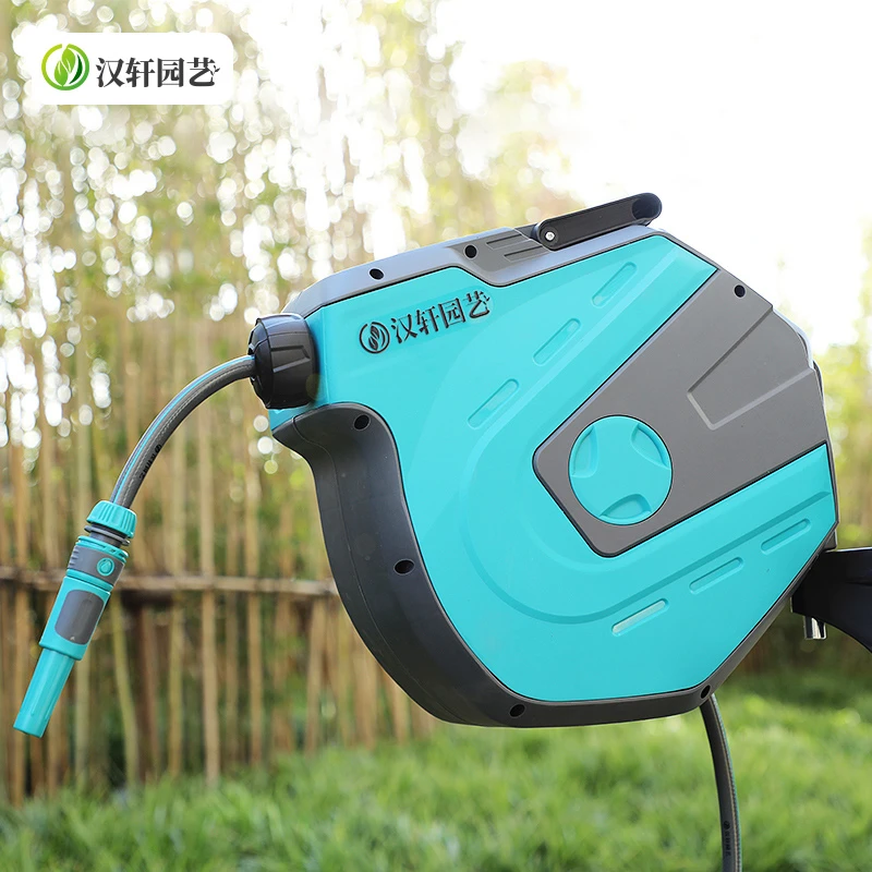 汉轩自动卷管器一体式免安装水管收纳架洗车浇花水枪喷头水管车