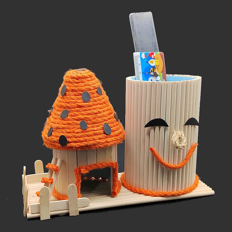 幼儿园亲子蘑菇房手工装饰品拼图糖果屋玩具蘑菇小屋麻绳编织DIY