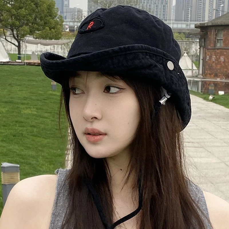 西部牛仔帽日系凹造型复古遮阳渔夫帽子女户外登山帽钓鱼防晒帽夏