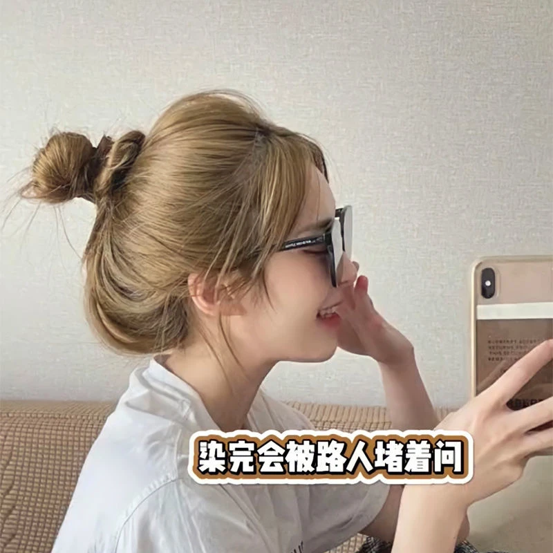 亚麻金色染发剂2022流行墨绿色青棕色黑紫色自己染复古显白盖白发