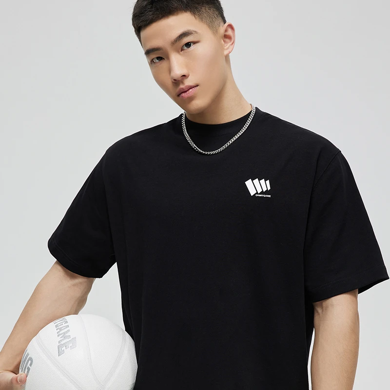 OMG潮牌 男士宽松运动休闲百搭印花T恤吸湿排汗健身短袖2183黑色