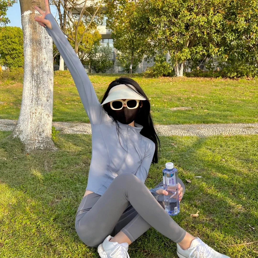 晴子Studio~防晒瑜伽服女跑步长袖速干夏季薄新款运动速干上衣