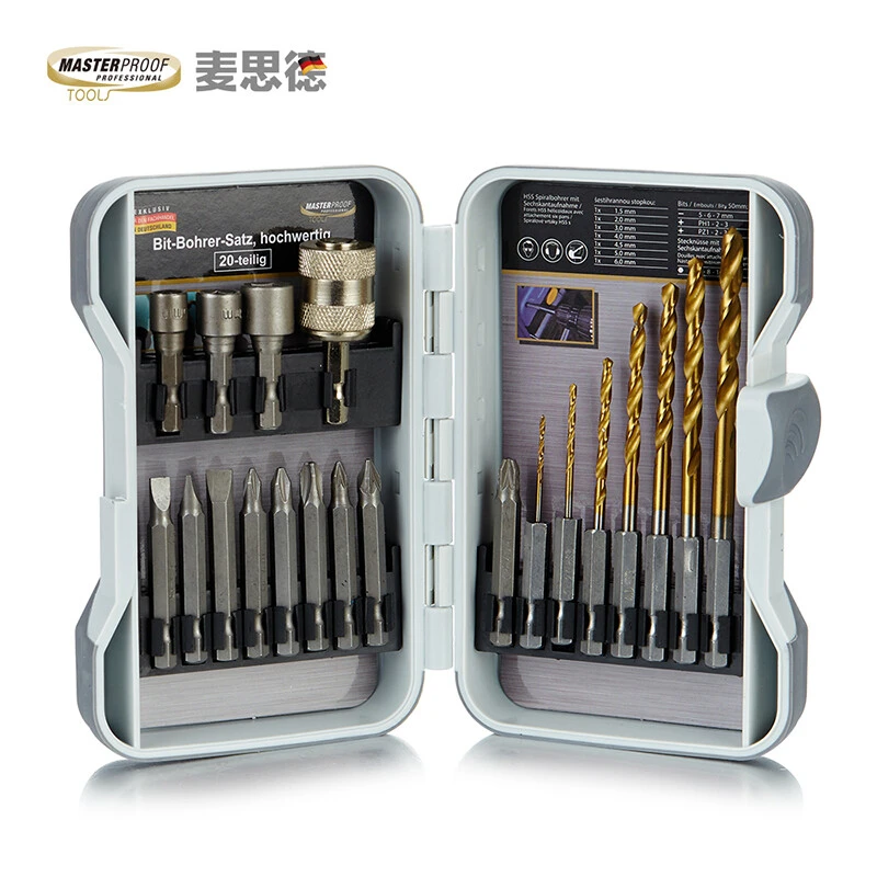 德国麦思德（MASTERPROOF） 充电钻直柄金属麻花钻头组装 电动螺