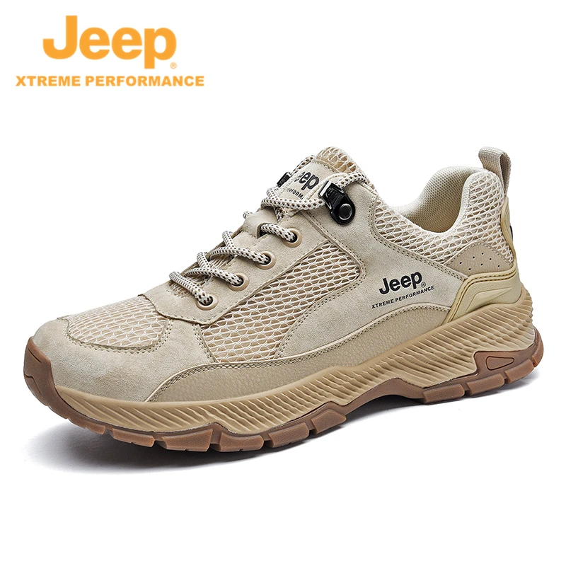 JEEP/吉普夏季户外徒步鞋男士软底潮流网面耐磨户外运动透气登山