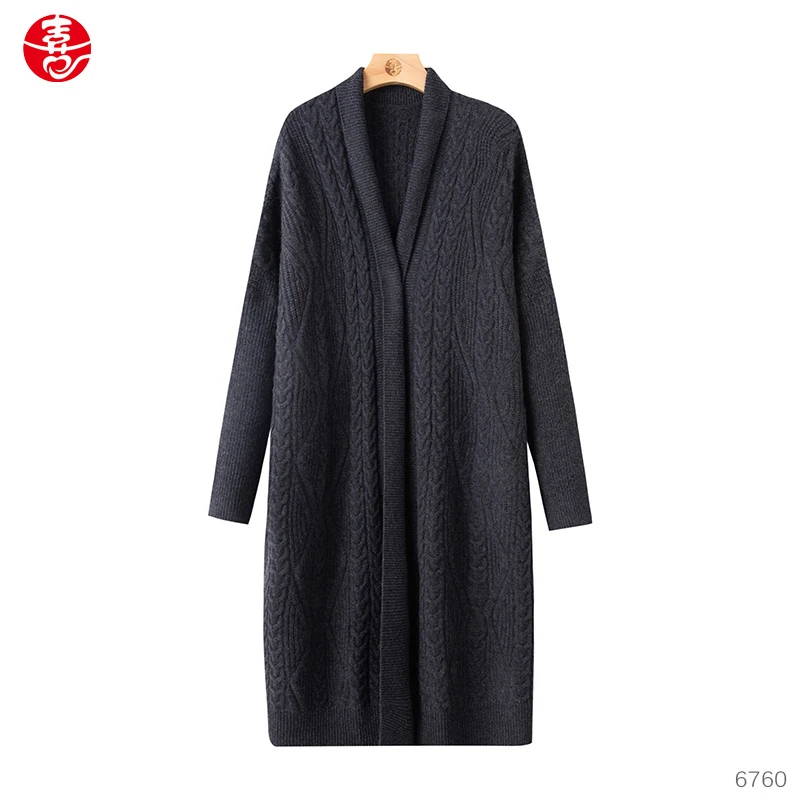 【大师】喜歌羊绒 100山羊绒材质 女士纯山羊绒长款针织衫 6760