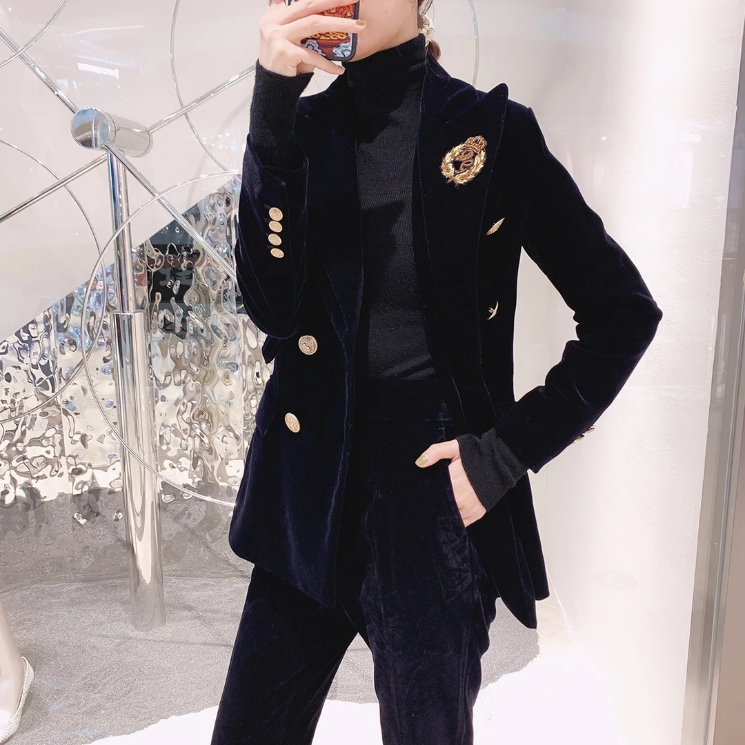 M1599时尚金丝绒职业装气质高端御姐小西服 衣长65款号S2793