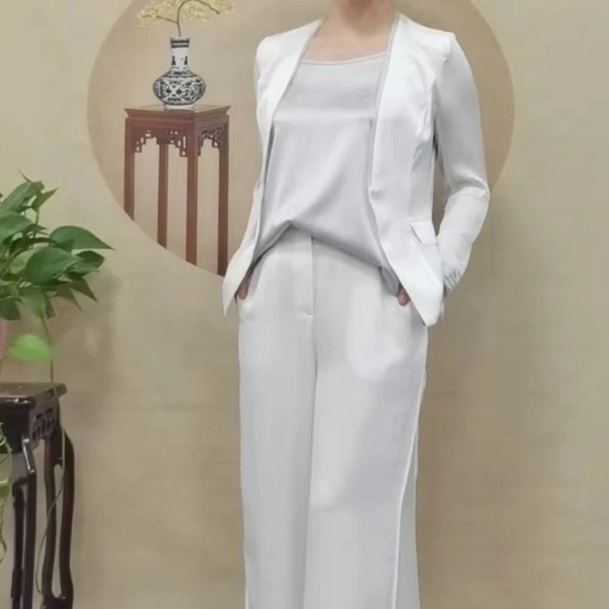 桑蚕丝弹力双乔修身百搭休闲女式小西装