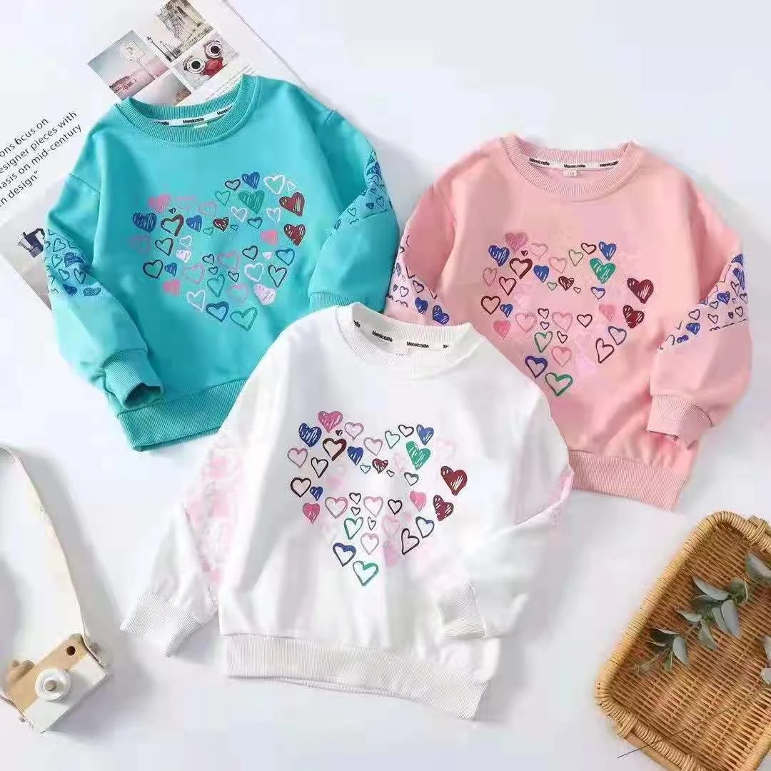 男通用春秋卫衣亮片保暖上衣女童春款休闲套装圆领上衣