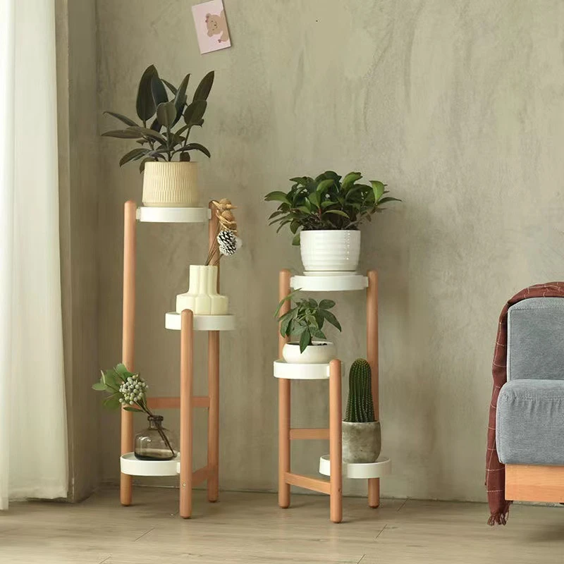 客厅置物架创意实木花架子北欧阳台落地装饰简约家用立式储物架