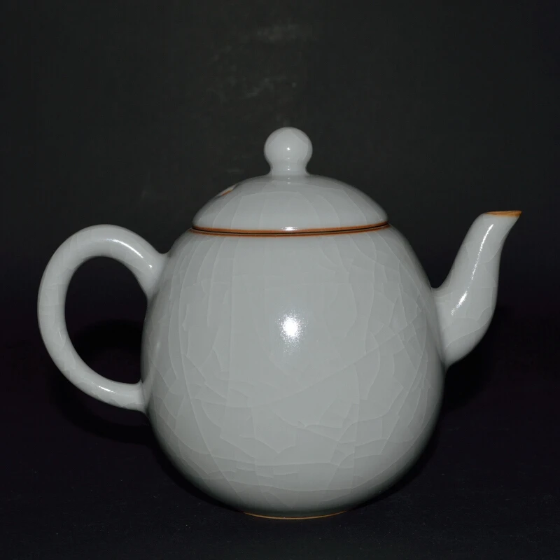 柏采汝窑冬青釉满园春色壶HR142E冬青釉功夫茶具工夫泡茶壶开片约