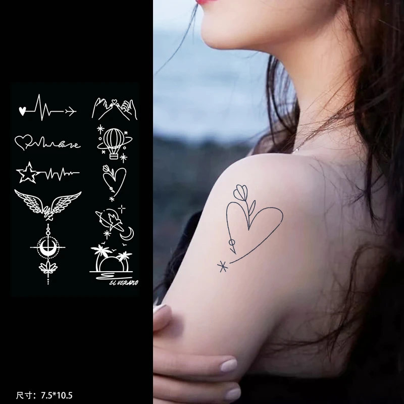 手指草本纹身贴半永久女小清新防水防搓不反光脖子手腕仿真贴纸