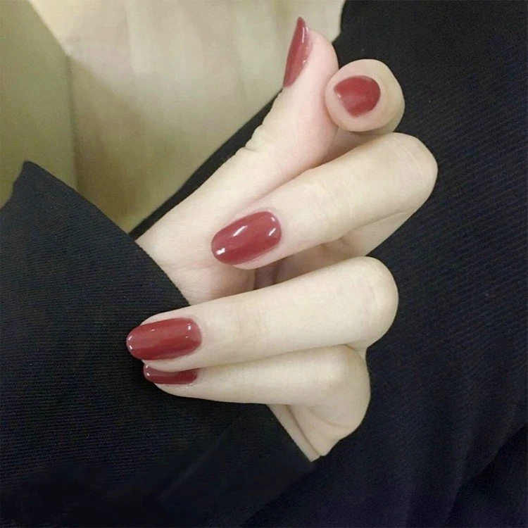 【中长款】豆沙纯色 穿戴式美甲指甲贴可重复使用 送工具果冻胶贴