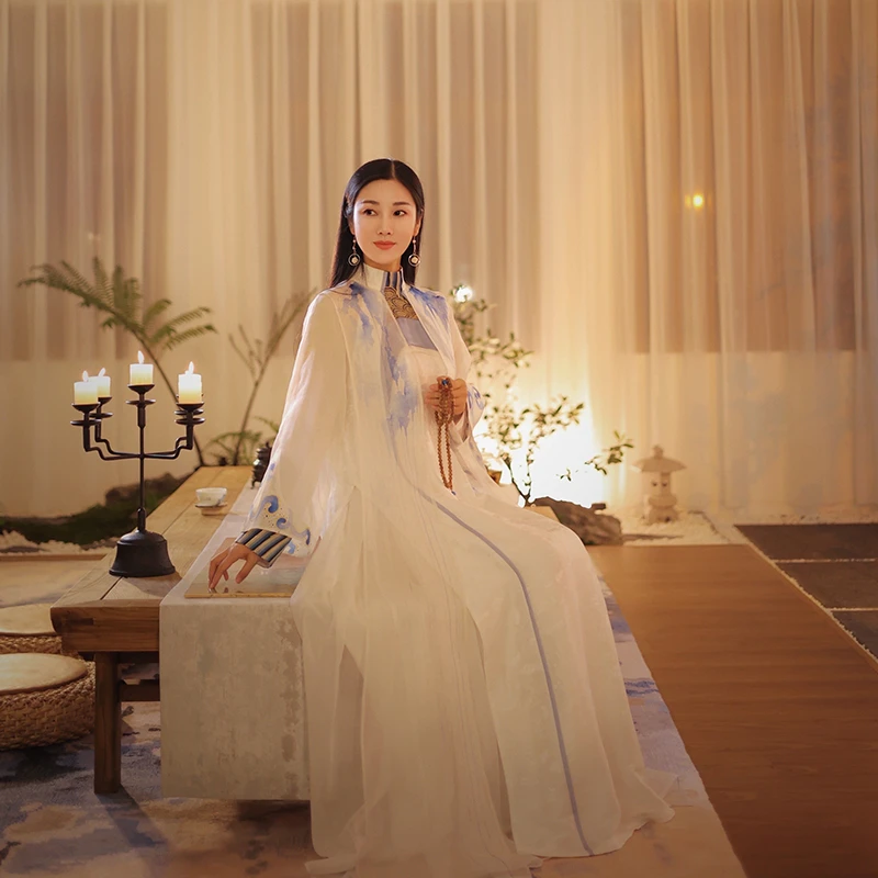 云谧【云瑾】新中式国风飘逸手绘卷云纹礼服连衣裙