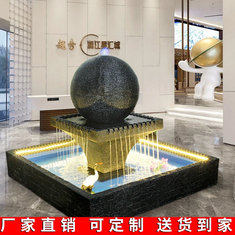 循环流水喷泉落地摆件造景装饰公司酒店大堂花园庭院大鱼池水景观