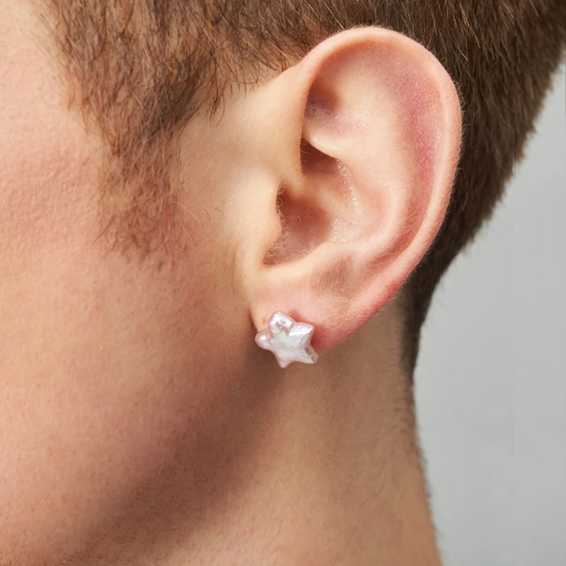 PEARLONA 铜合金耳饰 性别流动星星巴洛克简约气质耳钉沈月同款