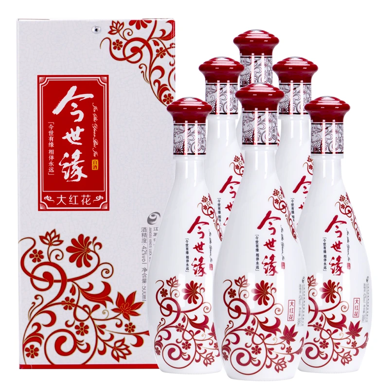 今世缘大红花浓香型白酒纯粮酿造整箱装42度500ml*6瓶