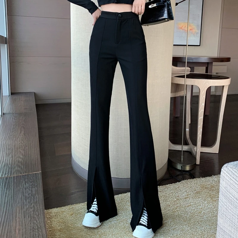 开叉裤子垂感女高腰微喇叭裤女显瘦外穿2023秋新款休闲阔腿拖地裤
