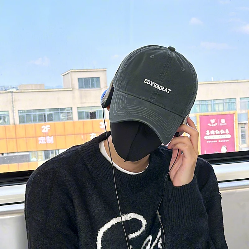 大头围美式复古棒球帽男显脸小百搭时尚水洗做旧韩版加深鸭舌帽女