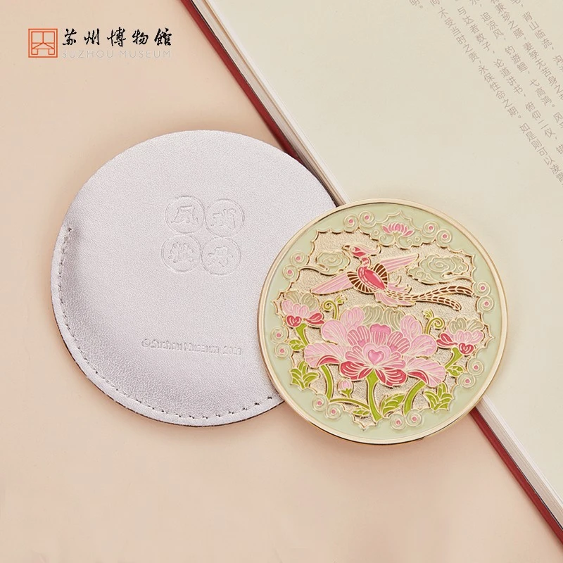 SUZHOU MUSEUM/苏州博物馆凤戏牡丹复古文创镜子随身镜礼品