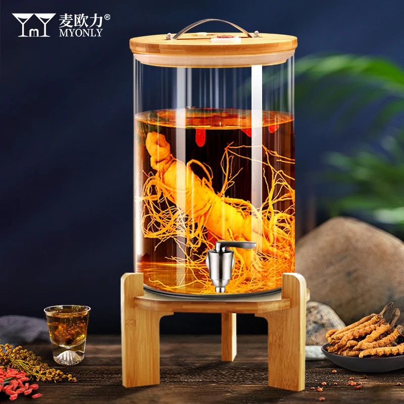 Myonly/麦欧力竹盖大容量泡酒玻璃瓶密封加厚玻璃罐透明泡酒瓶