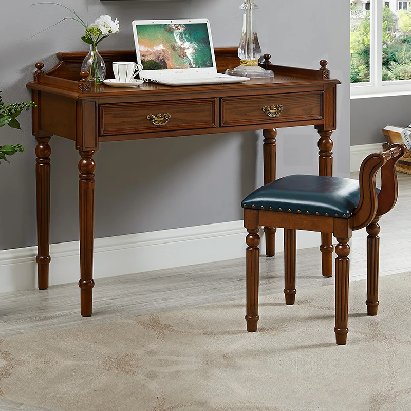 张厂长美式实木书桌卧室家用书房家具套装组合学生电脑桌办公桌
