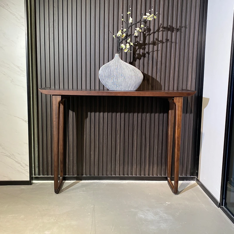 简约现代乌金木全实木玄关台门厅装饰置物摆放桌轻奢隔断门厅柜