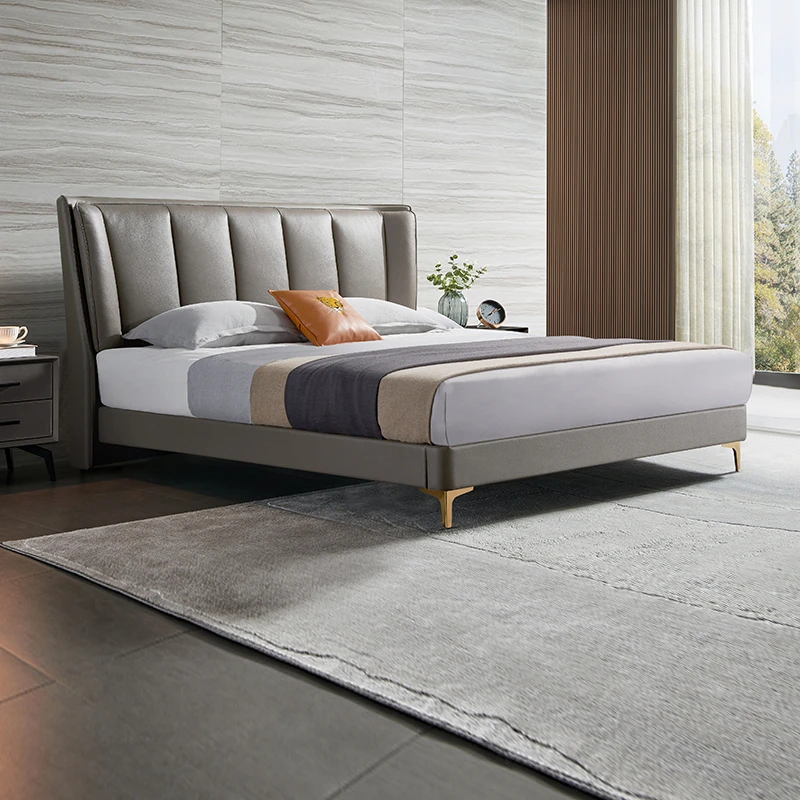 【重】CBD轻奢现代真皮床主卧婚床双人现代简约皮床床双人床D099A