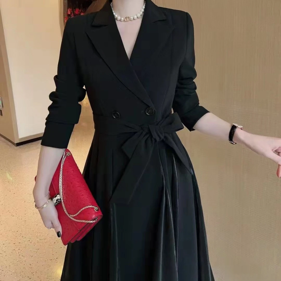 2022年春款知性优雅气质女人味风衣连身裙两用131