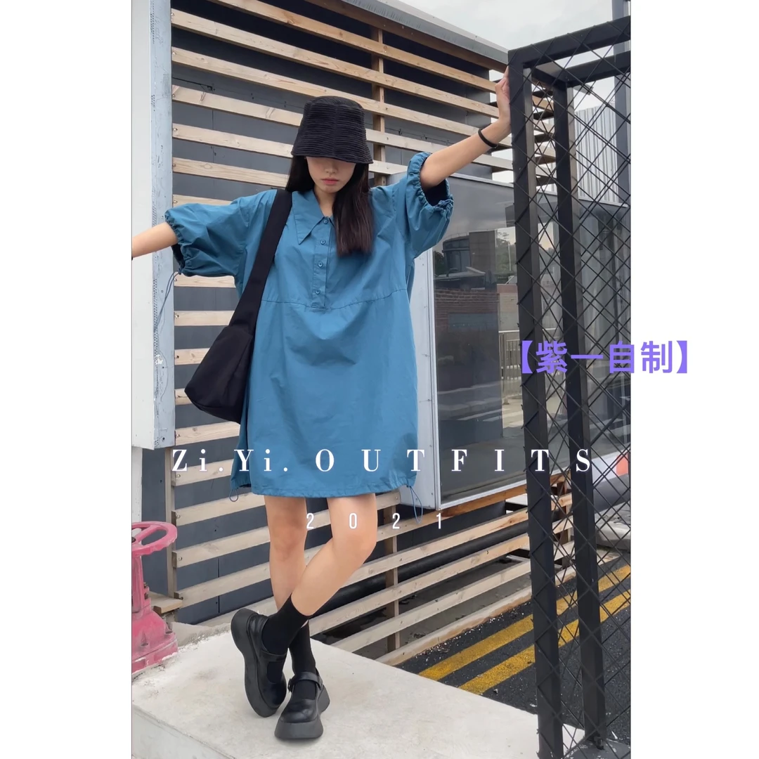 【清】复古蓝连衣裙女9025
