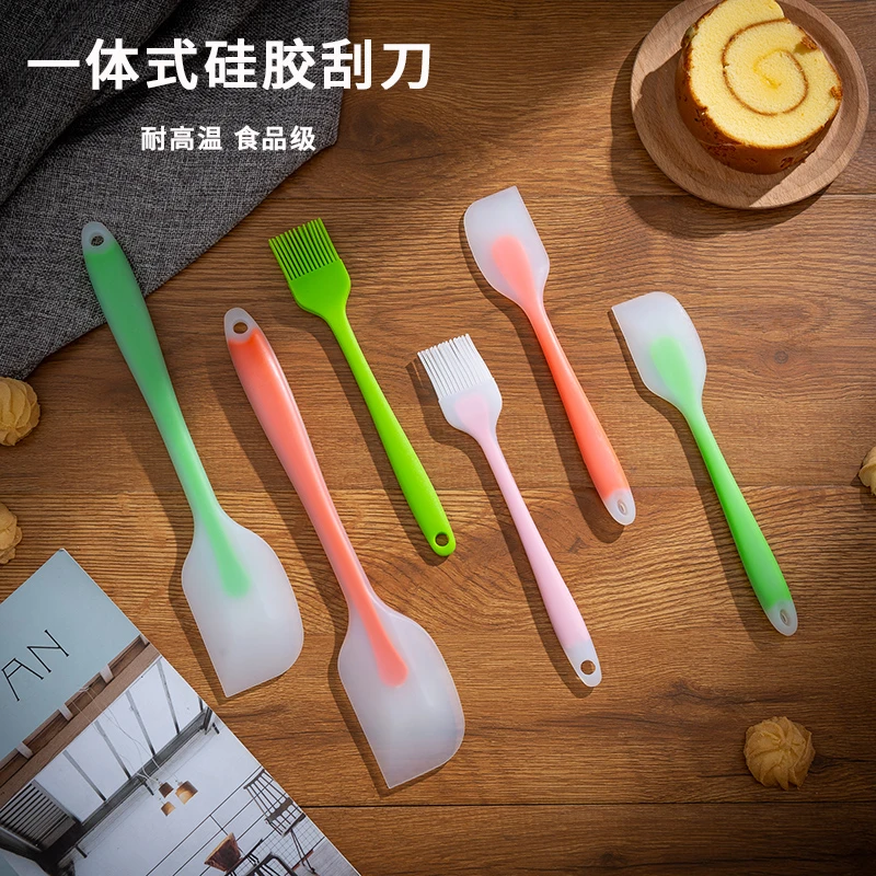 一体式硅胶刮刀烘焙家用厨房耐高温黄油奶油抹刀铲子工具油刷套装