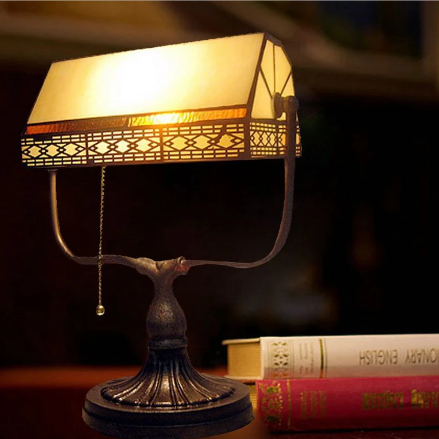 欧美复古怀旧老式银行灯民国老上海调光拉绳书房书桌卧室床头台灯