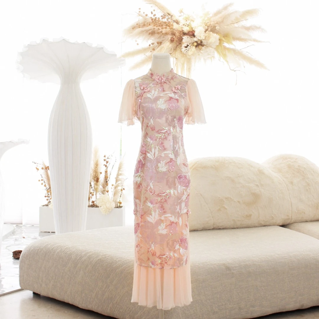 【设计师品牌】YINGCHOI 花期之遇 旗袍 中国风 优雅大方30100