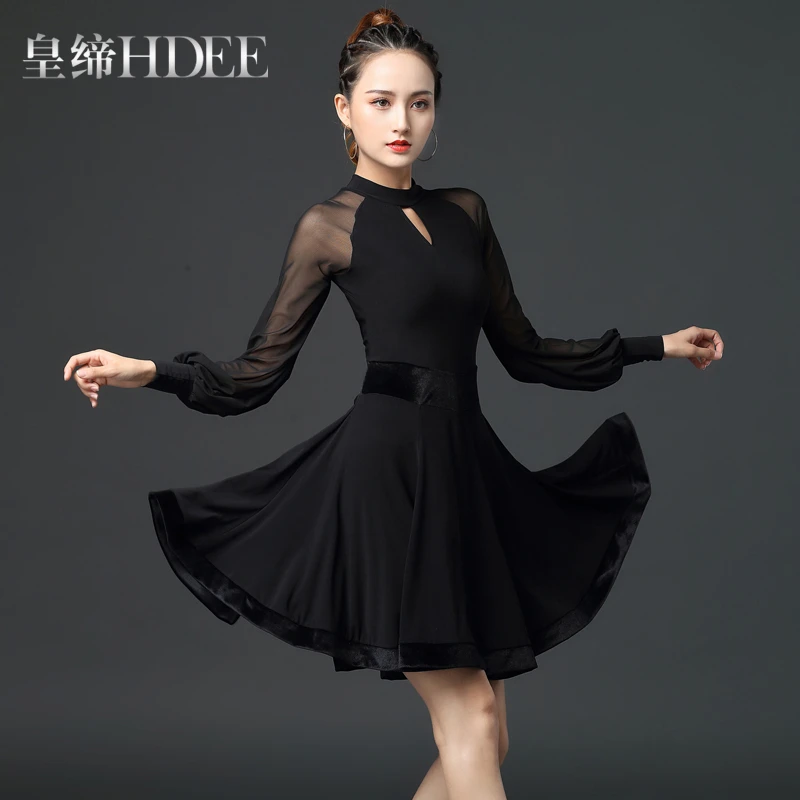 皇缔 国标舞连衣裙拉丁舞裙交谊舞蹈服装演出练习大摆裙吉特巴舞