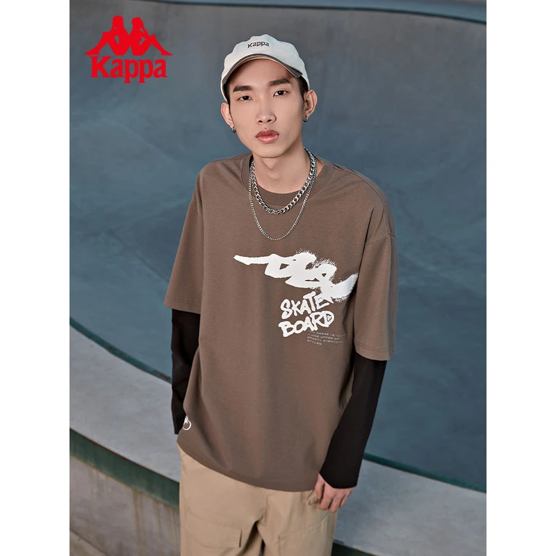 《假两件长袖》Kappa卡帕卫衣男女图案衫休闲印花外套K0C12TC17D