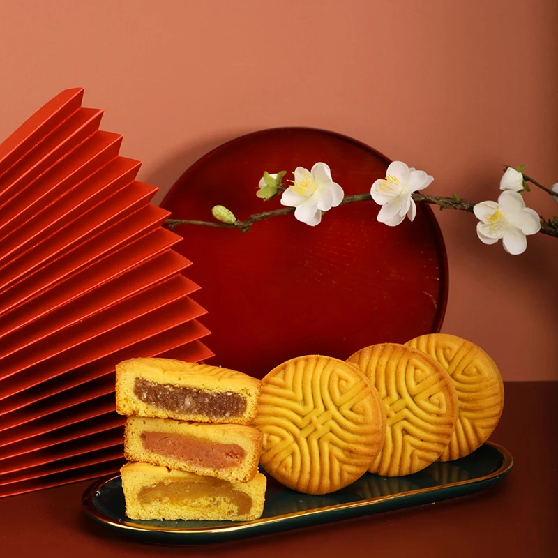 双合成正宗晋式蛋月烧80g*10传统手工五仁豆沙枣泥葡萄干散装月饼