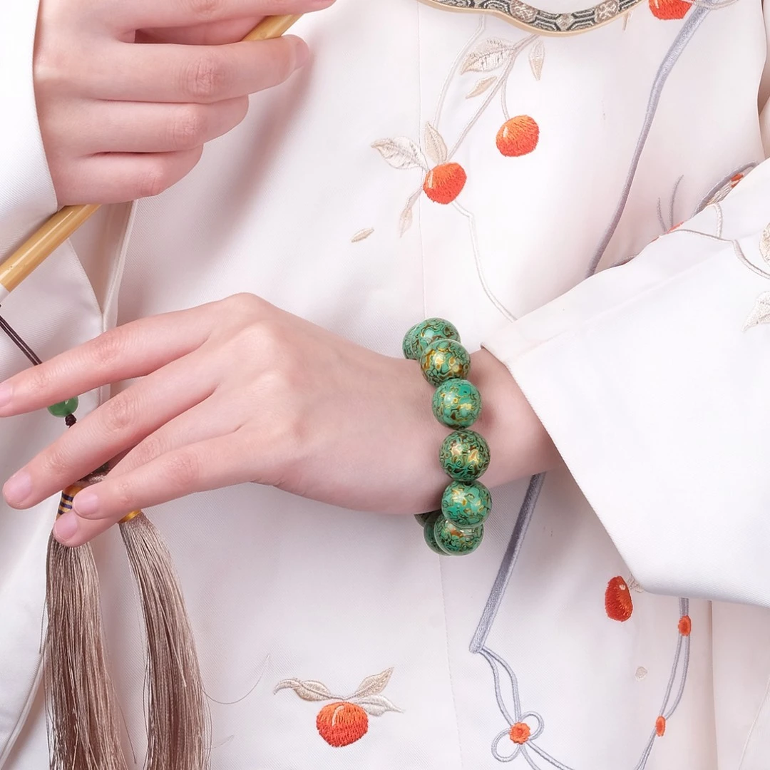 冬官犀皮漆器手链佛珠项链男女款大漆珠可diy手串圆珠非遗 踏青游