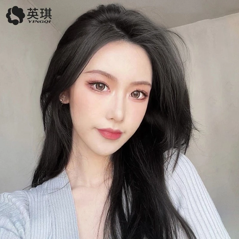 英琪假发蕾丝夏天真人发丝头顶盖发补发片隐形手织长直发遮白发