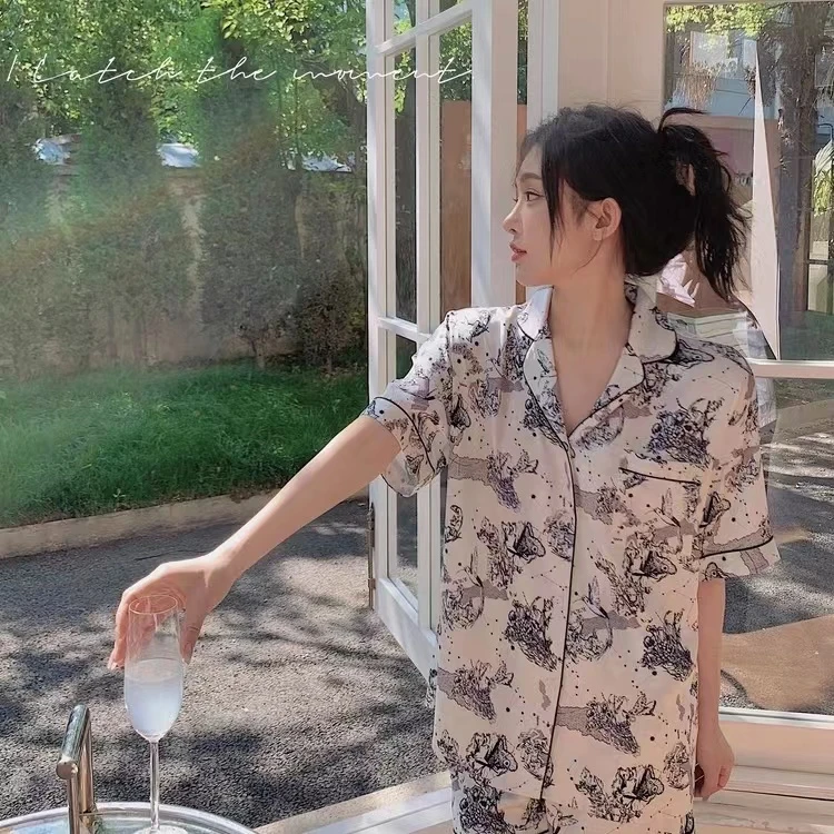 DM定制【香榭丽舍】高定柔光丝气质家居服套装