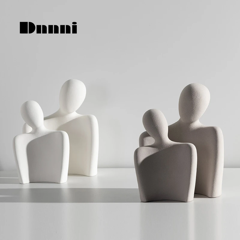 Dnnni陶瓷拥抱摆件北欧现代简约家居客厅样板房酒店创意装饰饰品