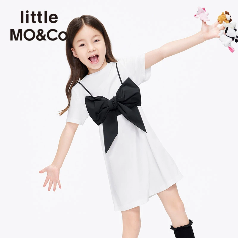 little moco童装春季儿童公主裙短袖中长款连衣裙洋气#KBB1DRST19