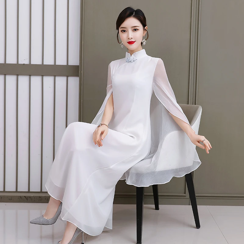 1210#夏季女改良禅意2022红色披肩仙气质复古连衣裙