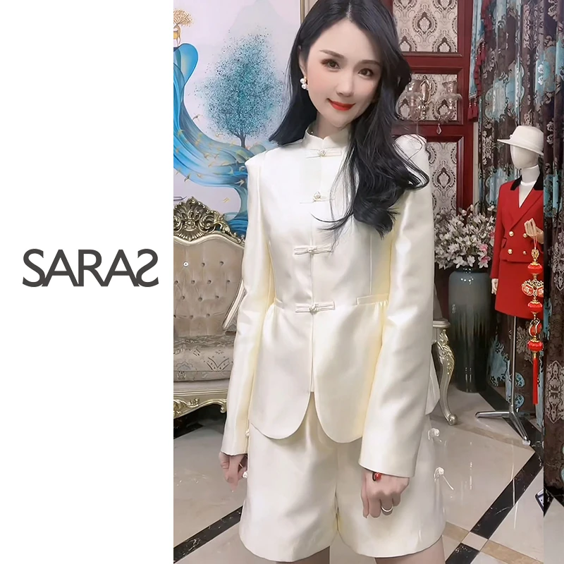 SARA轻奢│爆款高级时尚女神系列国风盘扣白月光女神裤装休闲显瘦