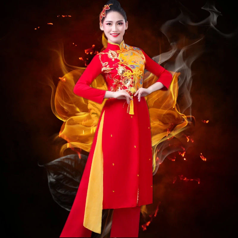 打鼓服演出服女新款2020中国风民族秧歌舞蹈服舞龙舞狮腰鼓队服装